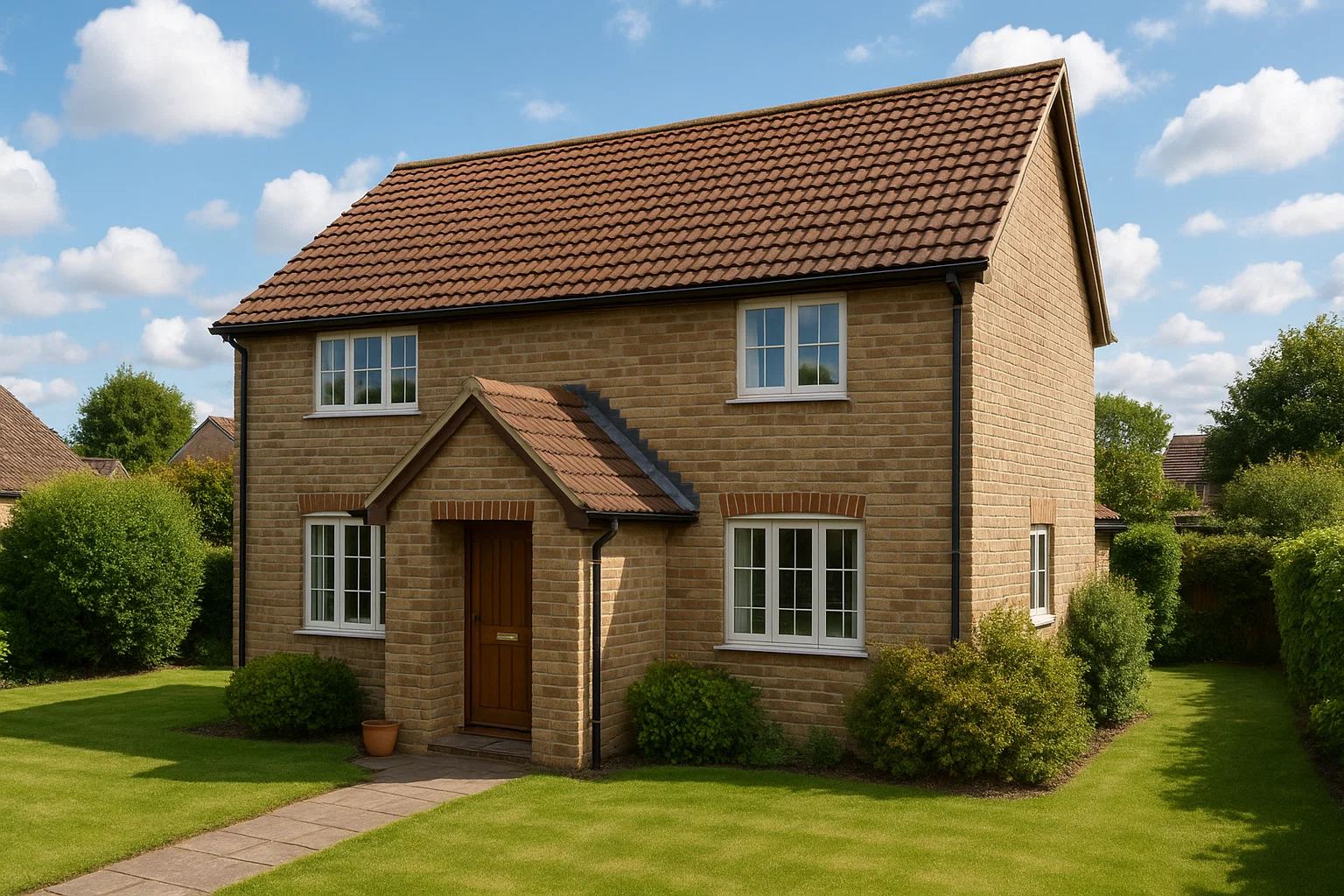 A well-maintained pitched roof on a UK home under a sunny sky.