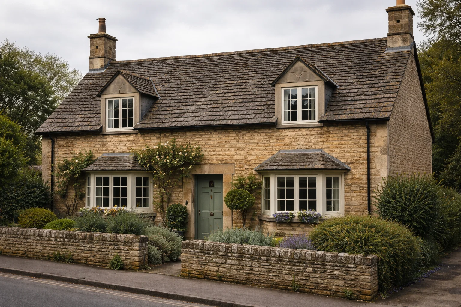 Traditional UK home with an ageing slate roof nearing the need for full replacement